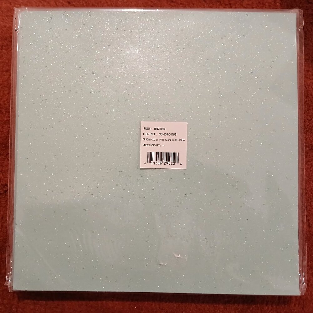 12" x 12" Glitter Aqua Cardstock - Sparkle Craft Paper (12 sheets)